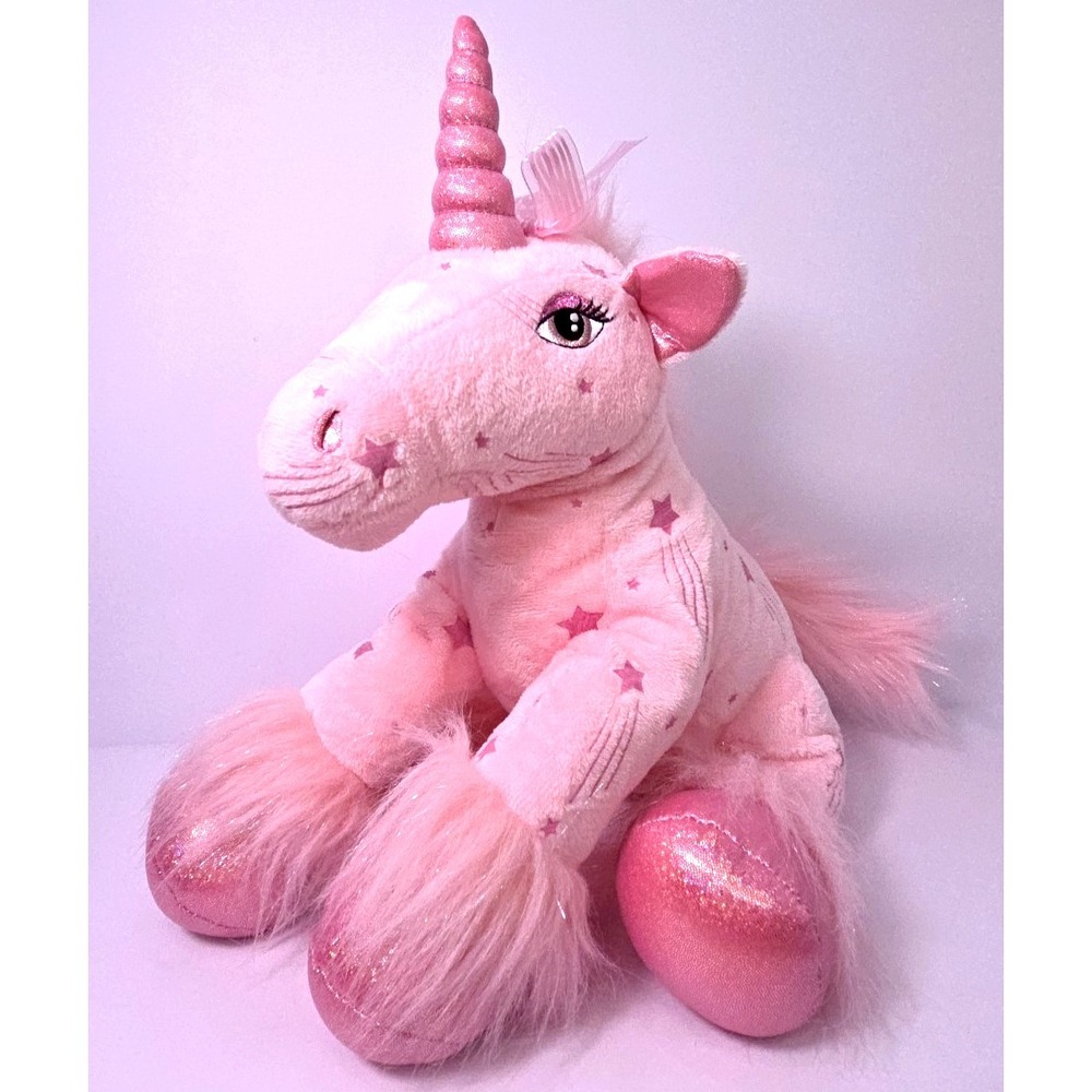 BAB Build A Bear Pink Shooting Stars Starchaser Unicorn No Sound 14"